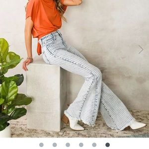 Denim Striped Bell Bottom Kancan Jeans